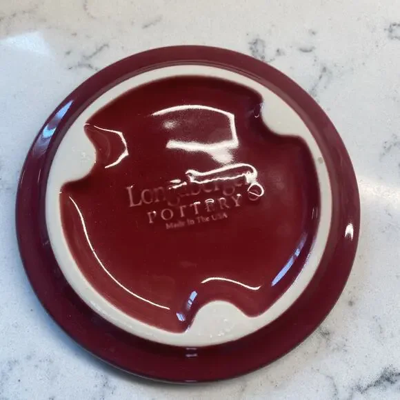 Longaberger Pottery Paprika Coaster / Crock Lid #30222 Made in USA/ Set Of Four - Picture 4 of 7
